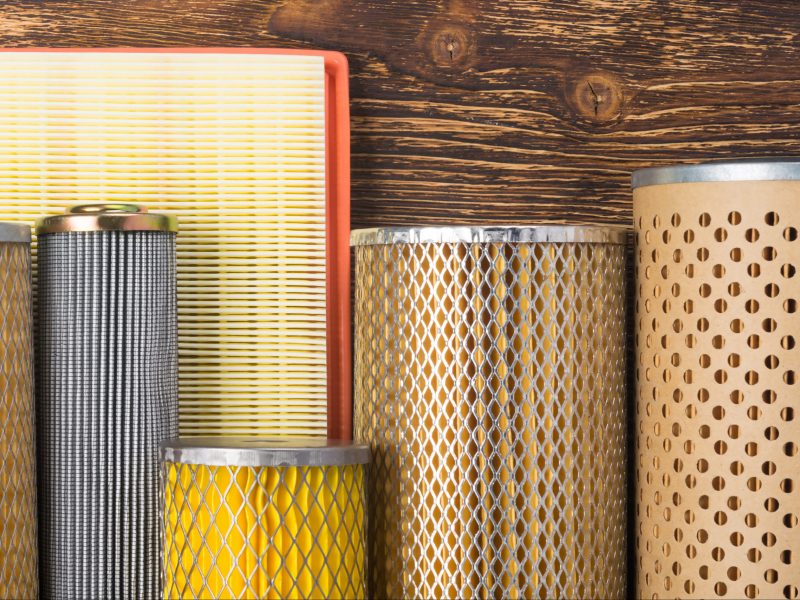 set of different filters for cars and trucks, close-up background set of different filters for cars and trucks, close-up background